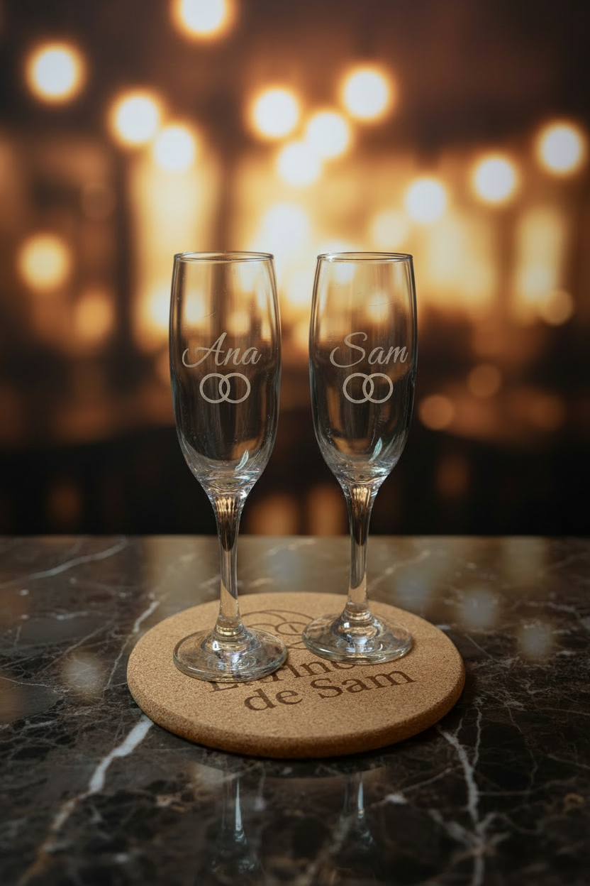 Copas de cava grabadas