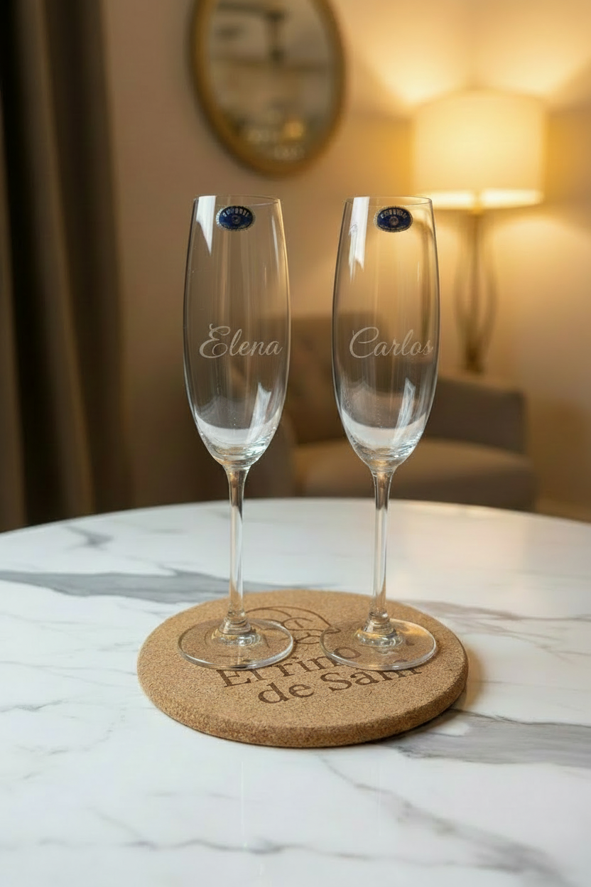 Copas de cava grabadas cristal de bohemia
